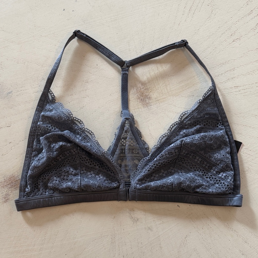 Victoria’s Secret Lace Triangle Bralette - Charcoal Large